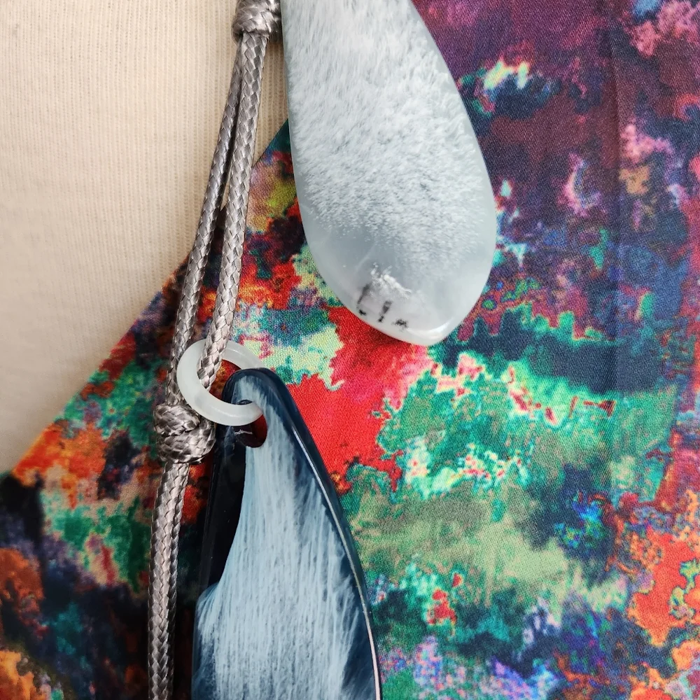 Blue and Grey Resin Necklace - Picture 12 of 16